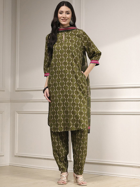 Biba Women Ethnic Motifs Print Regular Kurta with Palazzo & Dupatta