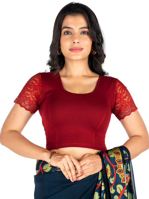 Abhi Stretchable Half Net Sleeves Readymade Saree Blouse
