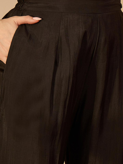 Sangria Black Embroidered Shirt Style Top with Straight Fit Trouser - Image 7