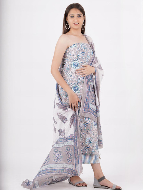 Kwatchi Women Floral Printed Cotton Unstitched Dress Material - Image 2