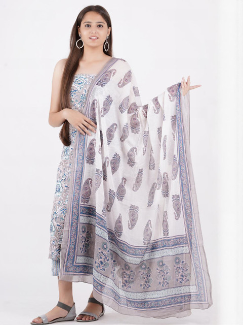 Kwatchi Women Floral Printed Cotton Unstitched Dress Material - Image 5