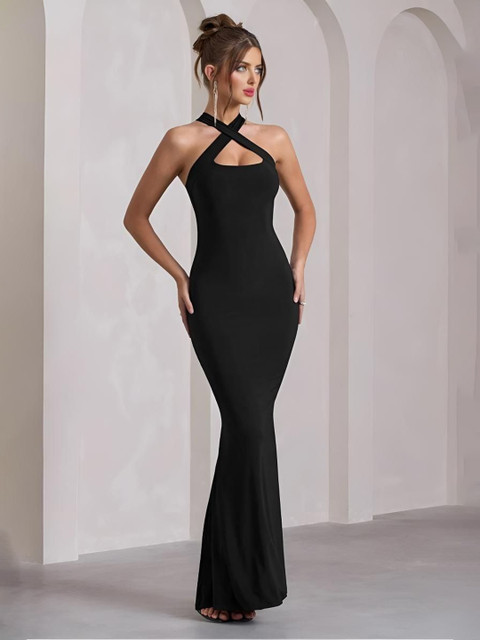 R.Code by The Roadster Life Co. Women Halter Neck Bodycon Maxi Dress