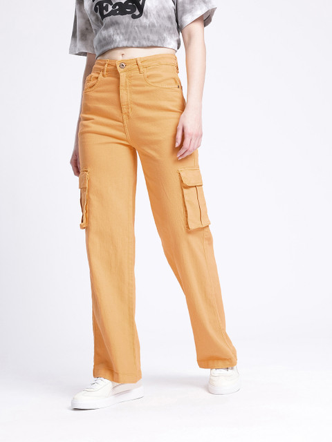 glitchez Women Mid-Rise Straight Fit Stretchable Cargos