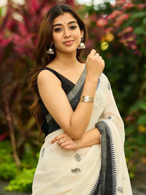 ZILVIRA Ethnic Motifs Woven Design Zari Pure Cotton Banarasi Saree