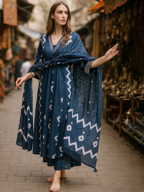 Lookmark Women Ethnic Motifs Printed Regular Kurta With Trousers & Dupatta