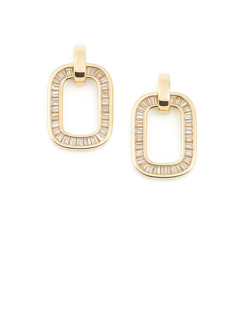 Bohey by KARATCART Gold-Plated American Diamond Studded Square Shaped Studs - Image 2