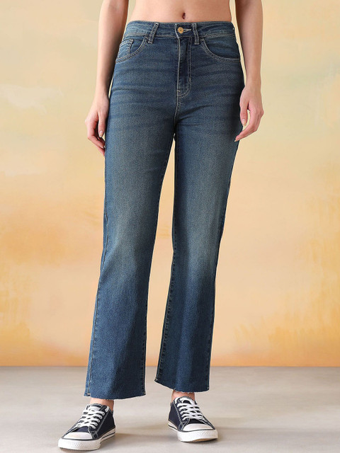 Flying Machine Women Straight Fit High-Rise Light Fade Stretchable Jeans