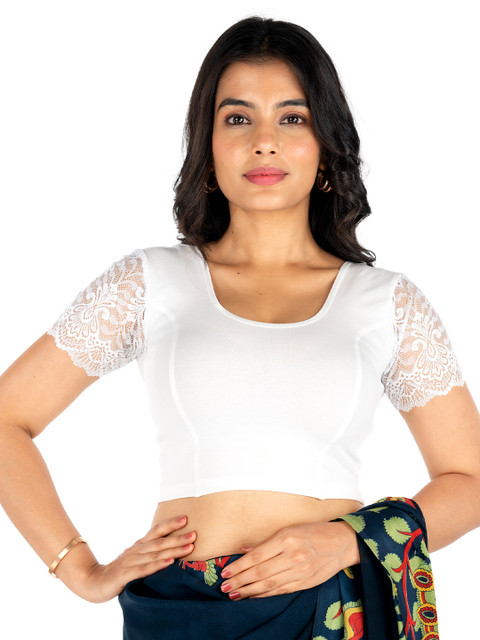 Abhi Stretchable Half Net Sleeves Readymade Saree Blouse