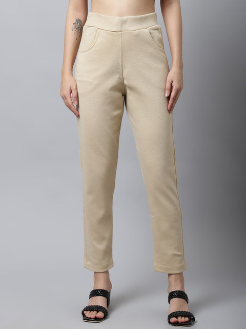 LEGITLOOKS Women Flat Front Woollen Trousers