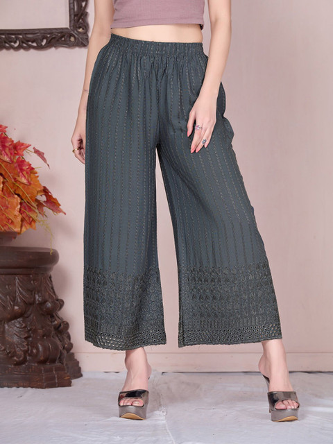 Vivika Women Paisley Embroidered Wide Leg Palazzos