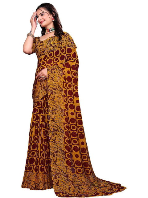 KANOODA Printed Pure Georgette Saree