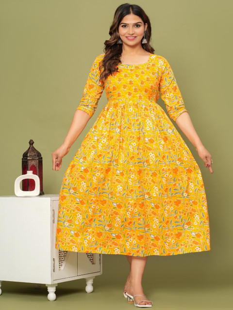 Style Heaven Floral Printed Gotta Patti Pure Cotton Maternity Angrakha Kurti