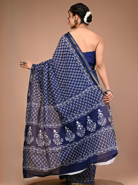 Lovwear Blue Pure Cotton Sarees - Image 2
