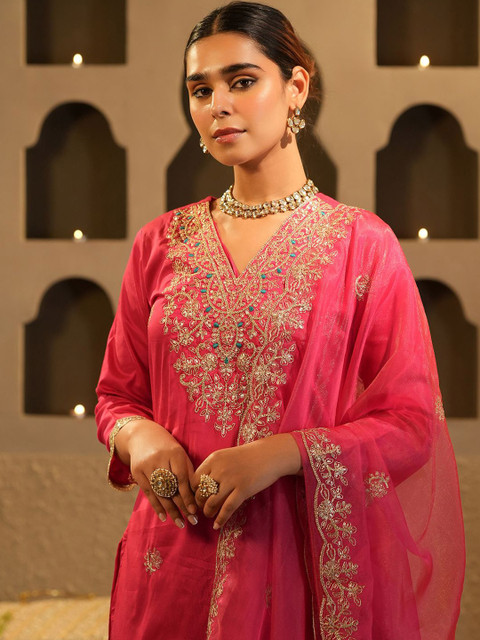 Indo Era Women Ethnic Motifs Embroidered Regular Sequinned Kurta with Trousers & Dupatta