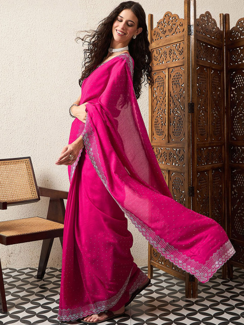 House of Pataudi Embellished Beads and Stones Saree - Image 4