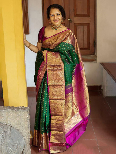 Mitera Ethnic Motifs Woven Design Zari Banarasi Saree