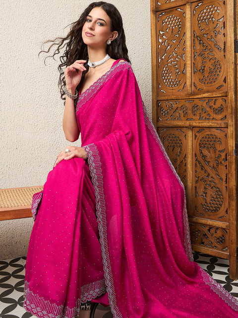 House of Pataudi Embellished Beads and Stones Saree - Image 5