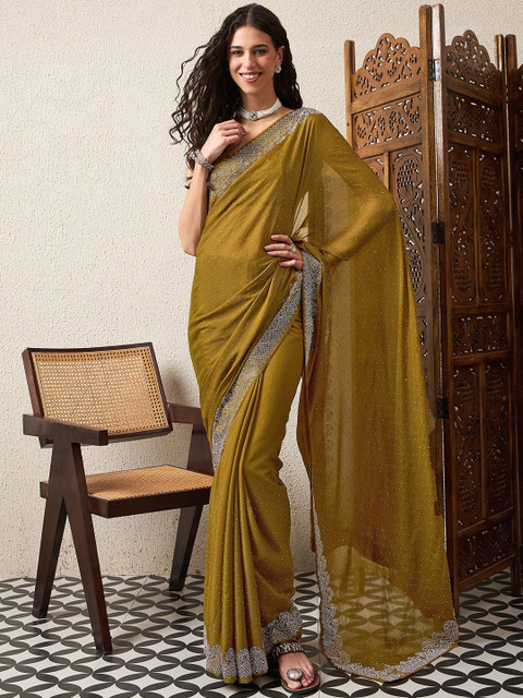House of Pataudi Beads and Stones Embellished Saree