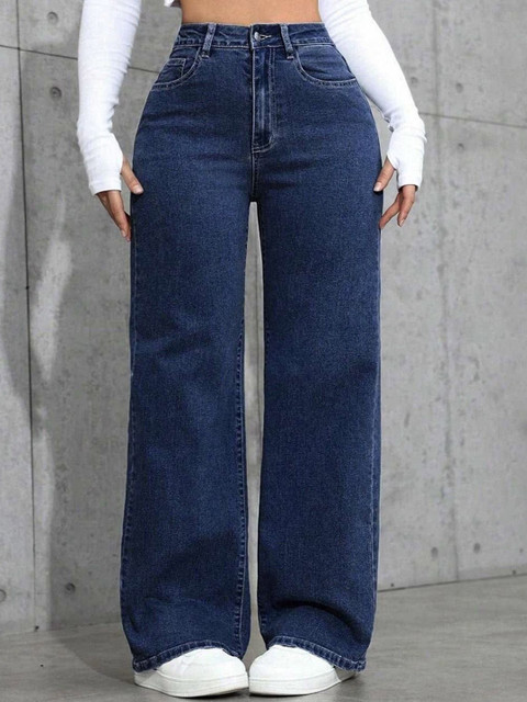 Flying Girls Women Loose Baggy Fit Mid-Rise Stretchable Jeans