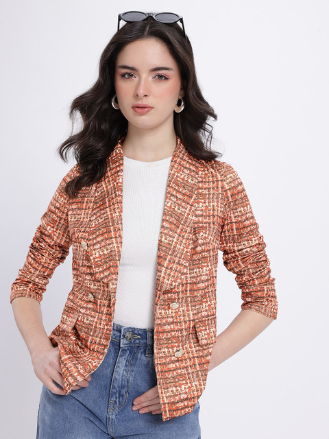 StyleCast Printed Front Open Casual Blazer