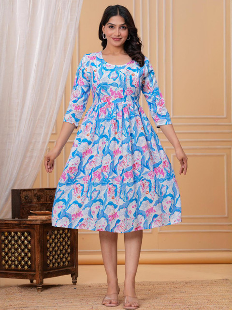 KALINI Women Viscose Rayon Fit and Flare Dresses