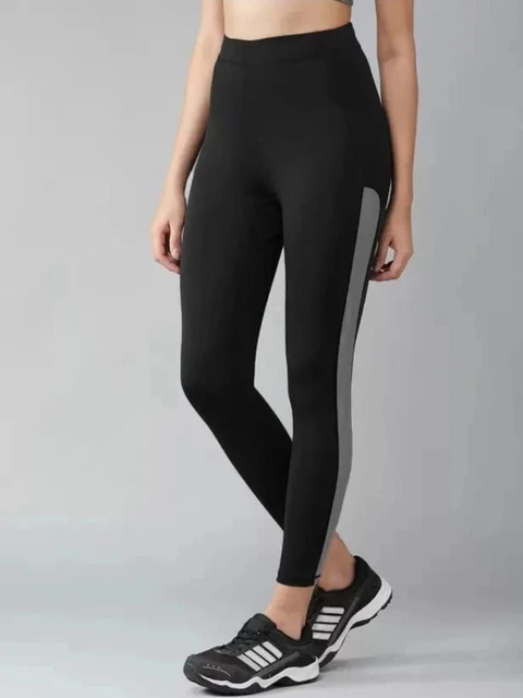 KGN HUB Women Striped High-Rise Ankle Length Gym Tights