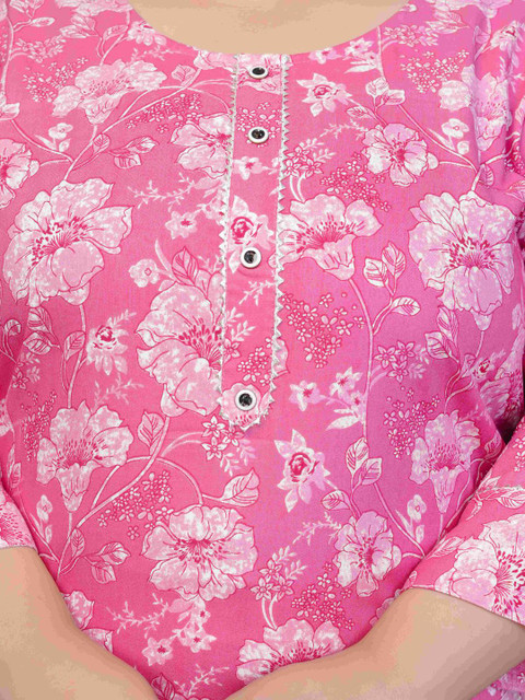 MEHKFAB Plus Size Floral Printed Straight Kurta - Image 5