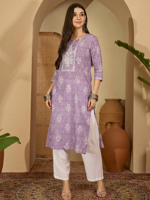 Sangria Women Lavender Blended Kurtas