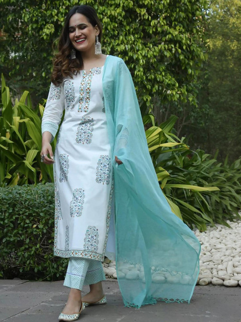 SZN Women Ethnic Motifs Printed Kurta with Trousers & With Dupatta