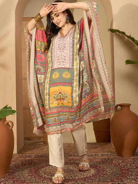 Sangria Women Printed Cotton Silk Kurta Sets