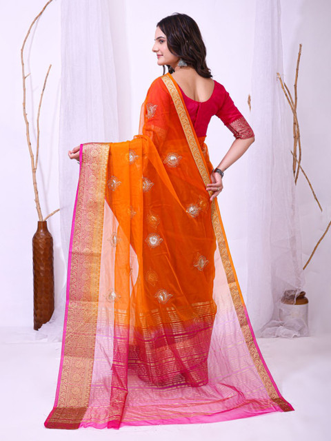 Mitera Women Ethnic Motifs Printed Zari Traditional Ilkal Saree - Image 5