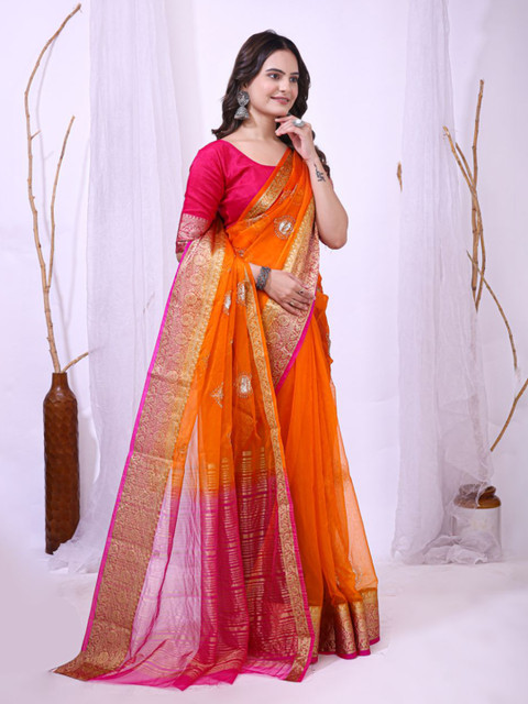 Mitera Women Ethnic Motifs Printed Zari Traditional Ilkal Saree - Image 3