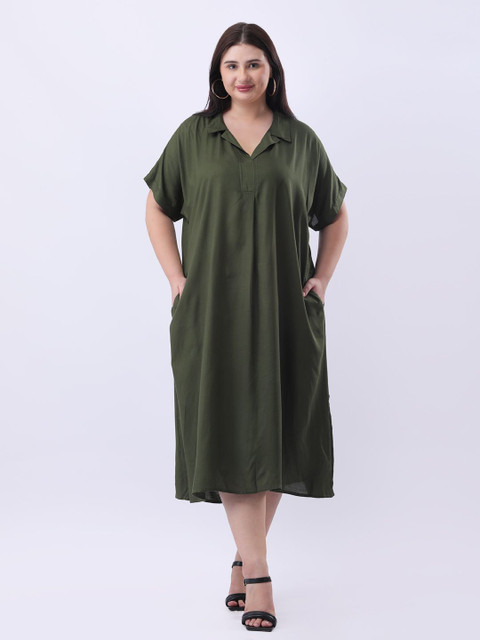 Qurvii Shirt Midi Cotton oversize dress - Image 6