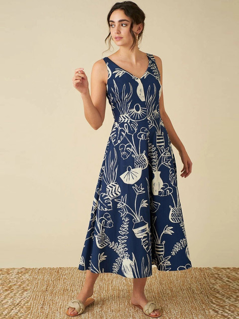 PIMU Ethnic Motifs Print Fit & Flare Midi Dress