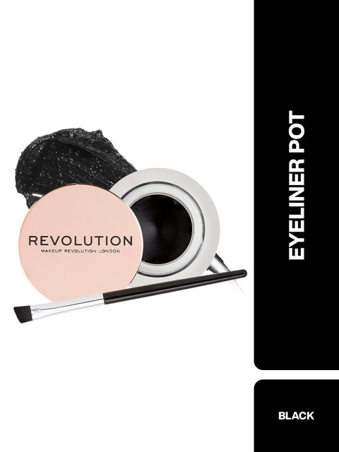 Makeup Revolution London Gel Eyeliner Pot With Brush - Black