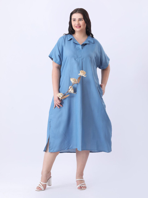 Qurvii Shirt Midi Cotton Oversize Dress - Image 5