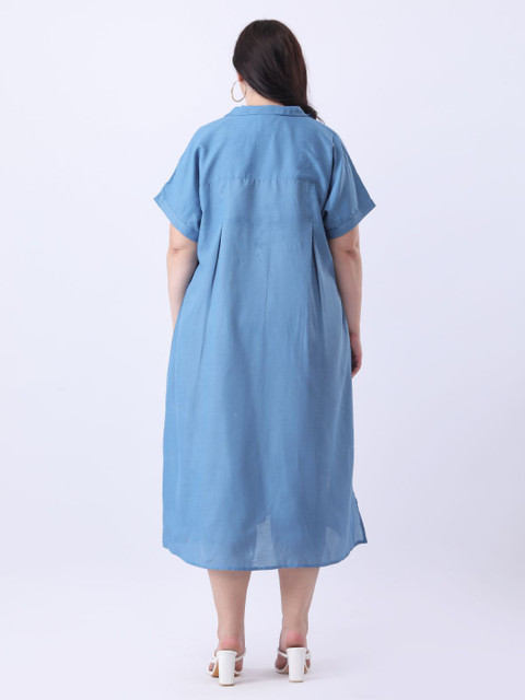 Qurvii Shirt Midi Cotton Oversize Dress - Image 4