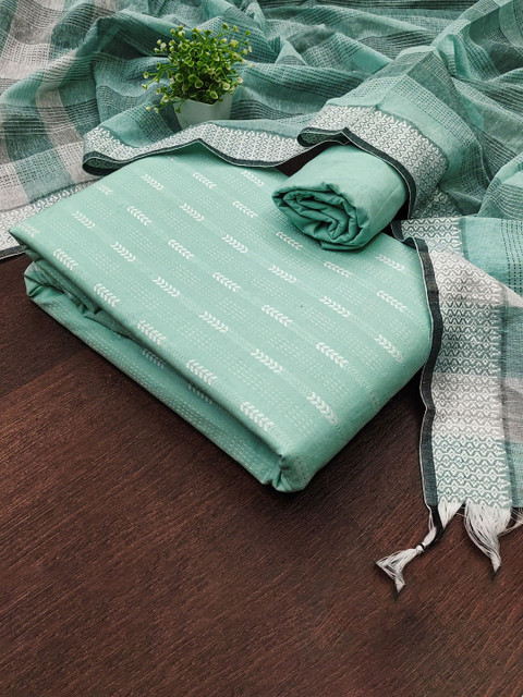 Panzora Geometric Woven Design Zari Unstitched Dress Material