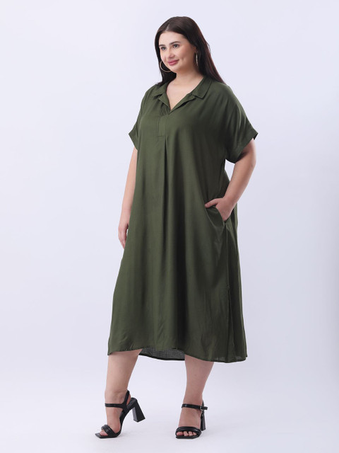Qurvii Shirt Midi Cotton oversize dress - Image 3
