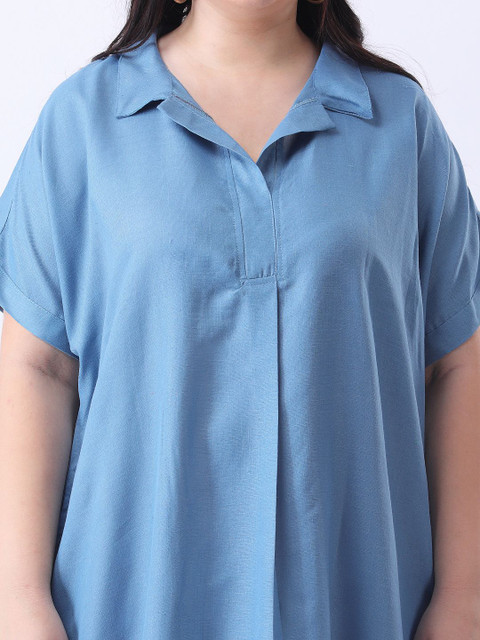 Qurvii Shirt Midi Cotton Oversize Dress - Image 2