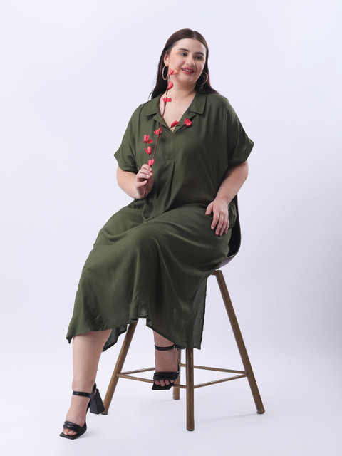 Qurvii Shirt Midi Cotton oversize dress - Image 5