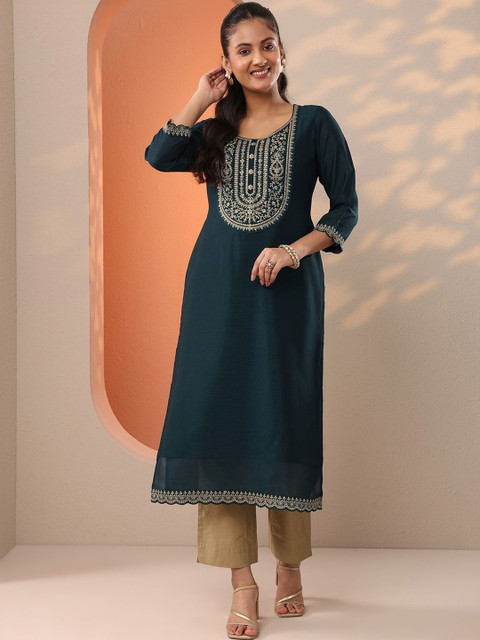 Libas Floral Yoke Design Straight Kurta