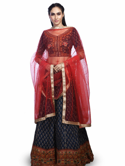 Traditions Bazaar Net Dupatta With Beads And Stones