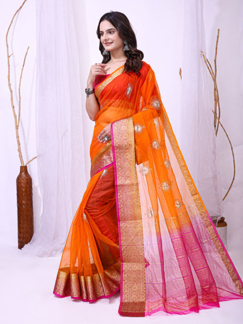 Mitera Women Ethnic Motifs Printed Zari Traditional Ilkal Saree - Image 4