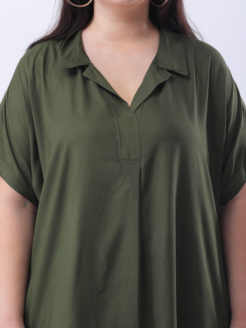 Qurvii Shirt Midi Cotton oversize dress - Image 2