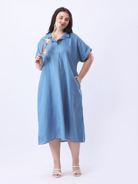 Qurvii Shirt Midi Cotton Oversize Dress - Image 6
