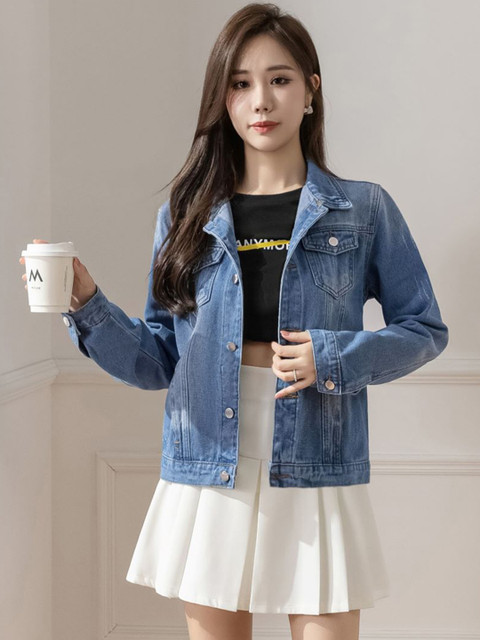StyleCast Spread Collar Cotton Denim Jacket