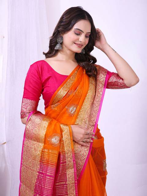 Mitera Women Ethnic Motifs Printed Zari Traditional Ilkal Saree