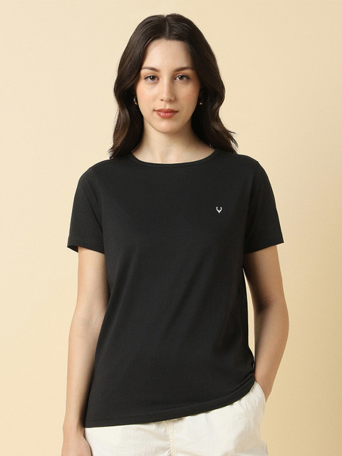 Allen Solly Woman Black Cotton T-shirt