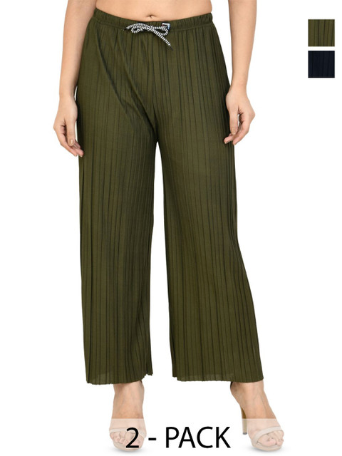 Brainbees Women Pack Of 2 Solid Knitted Ethnic Palazzos